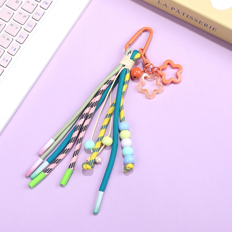 Bead Keychain Manufacturer - Woven Rope Star Pendant Lanyard