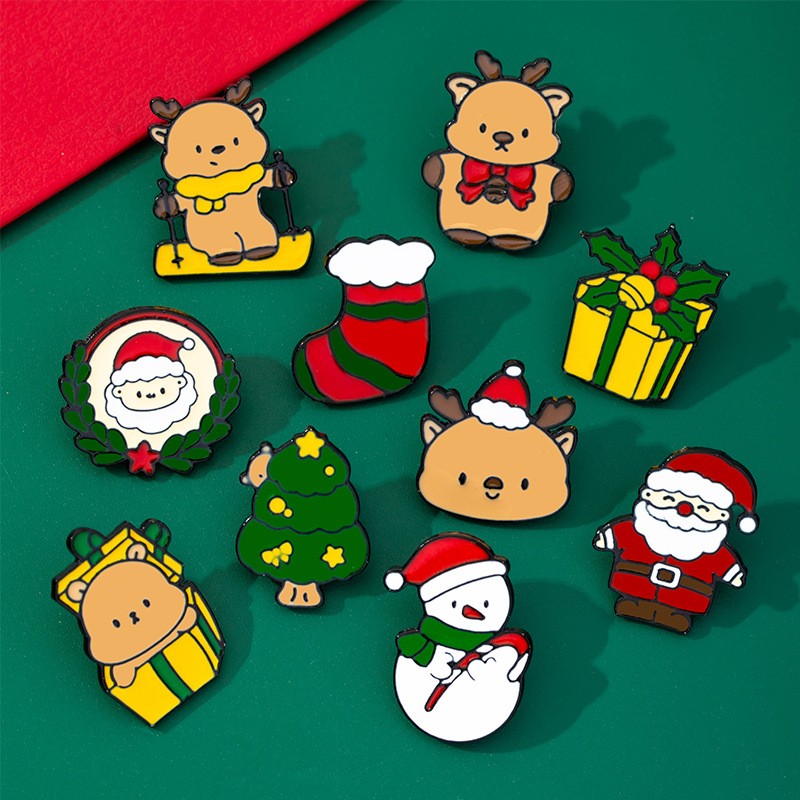 Christmas Brooch Manufacturer - Elk Santa Claus Badge