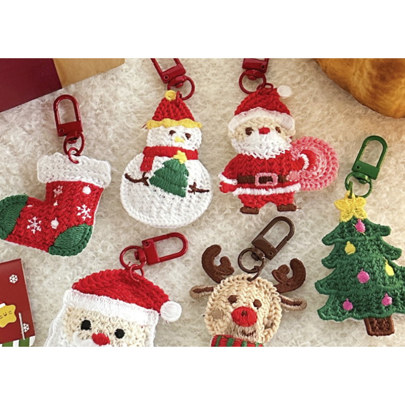 Holiday Keychain Manufacturer - Knitted Xmas Tree Deer Socks