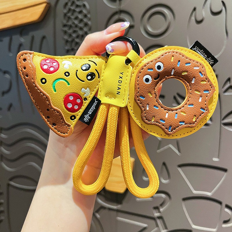 Food Keychain Manufacturer - PU Leather Donut Hamburger Charm