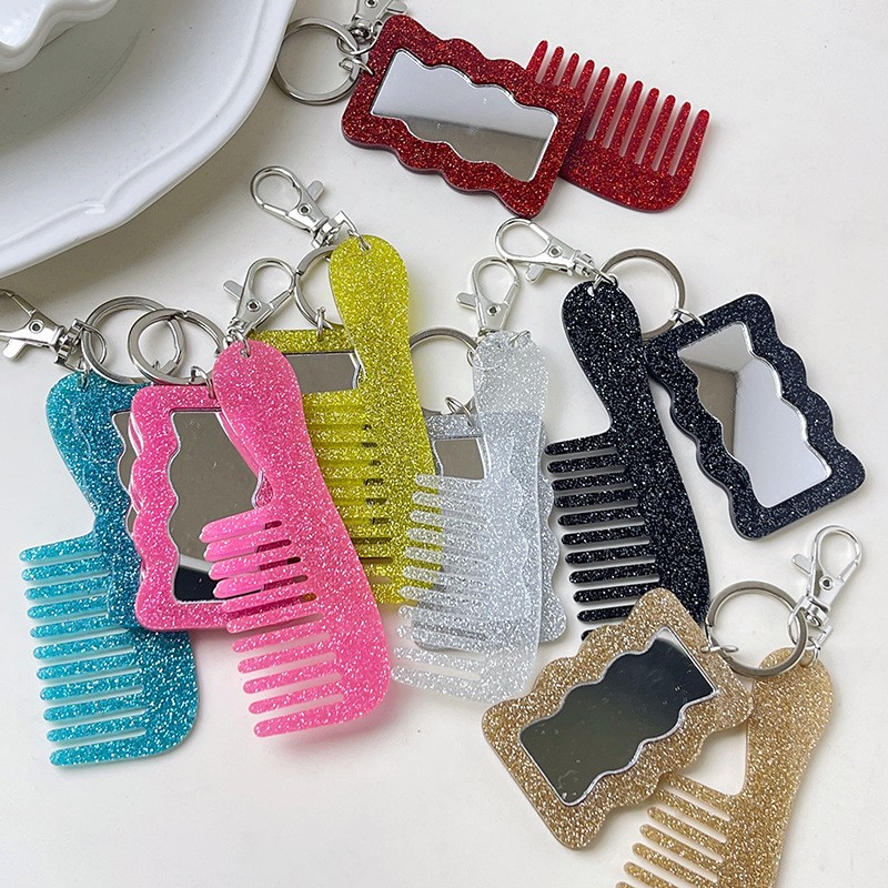 Comb Mirror Factory - Glitter Comb Keychain Makeup Tool
