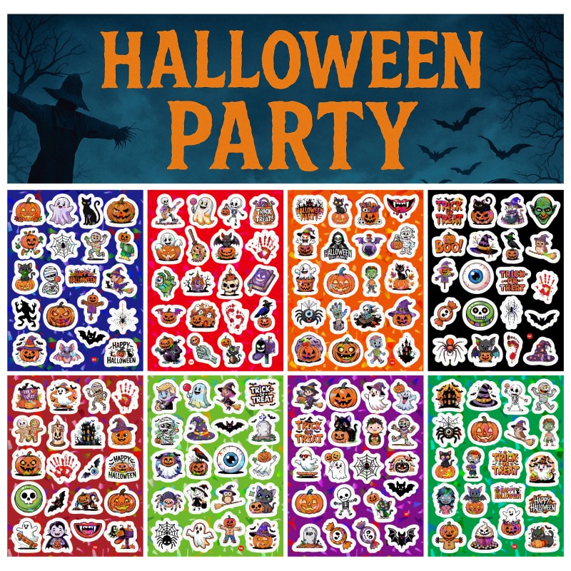 Halloween Sticker Factory - Spider Pumpkin Vinyl Decal