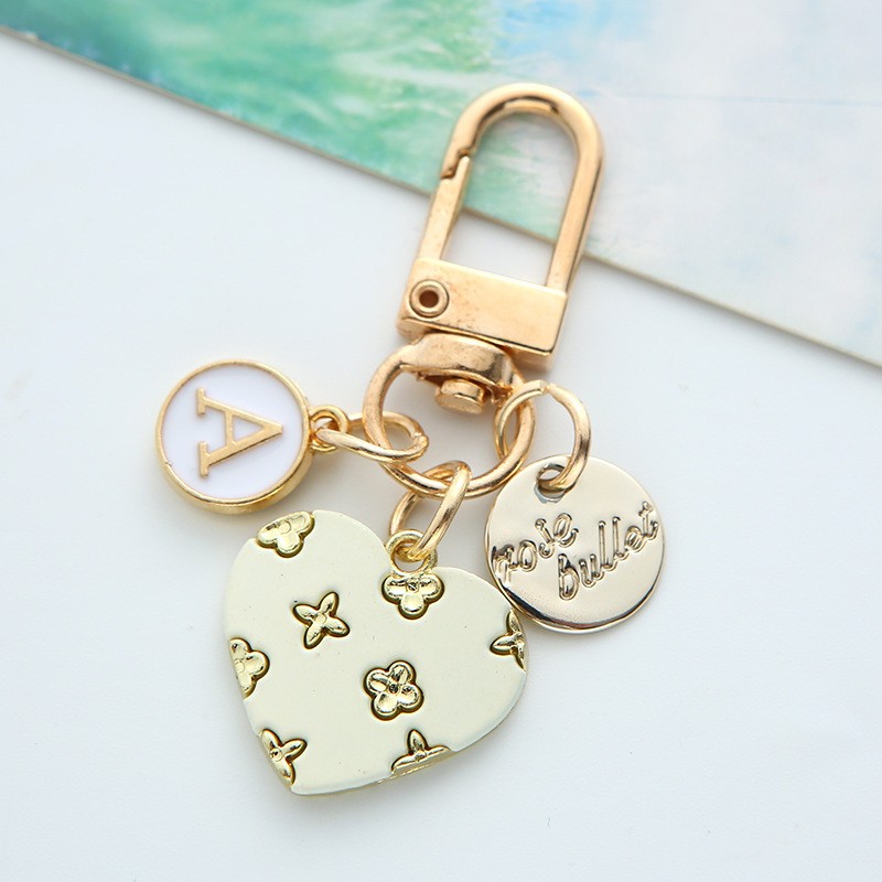 Alloy Keychain Factory - Flower Heart Letter Metal Pendant