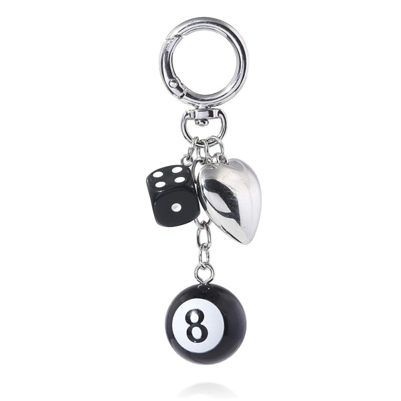 Punk Keychain Manufacturer - Black 8 Ball Dice Accessory