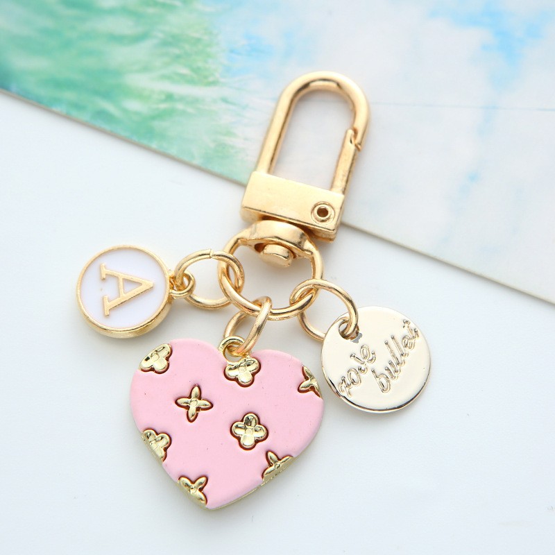 Alloy Keychain Factory - Flower Heart Letter Metal Pendant