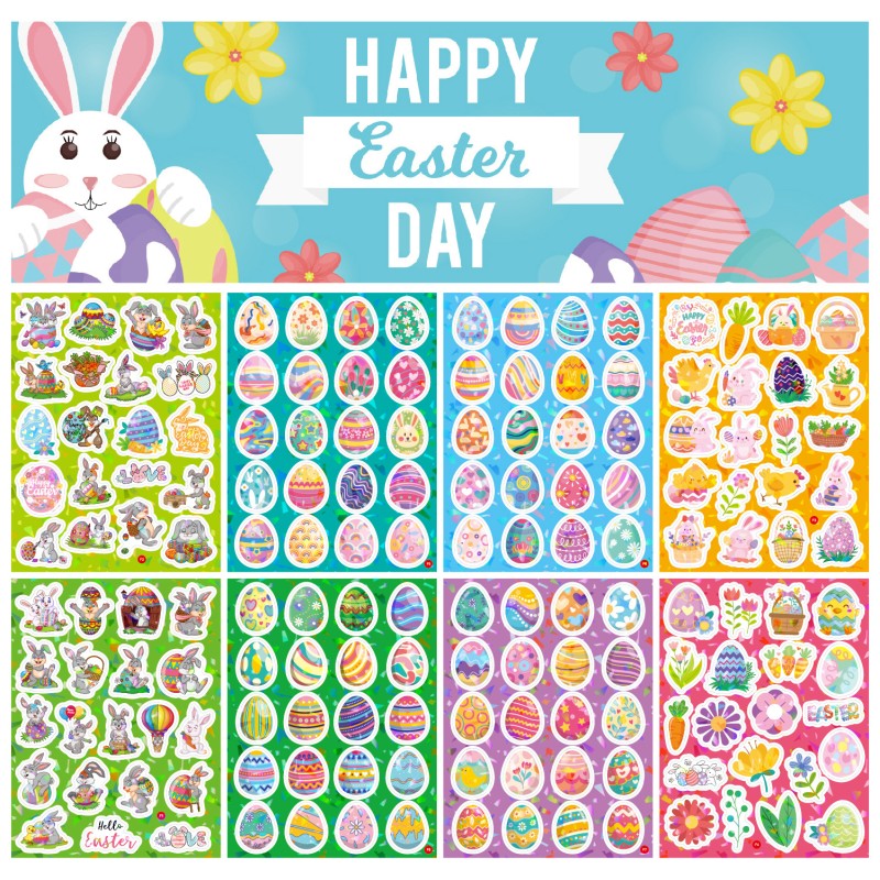 Easter Sticker Manufacturer - Holographic Egg Rabbit Decal
