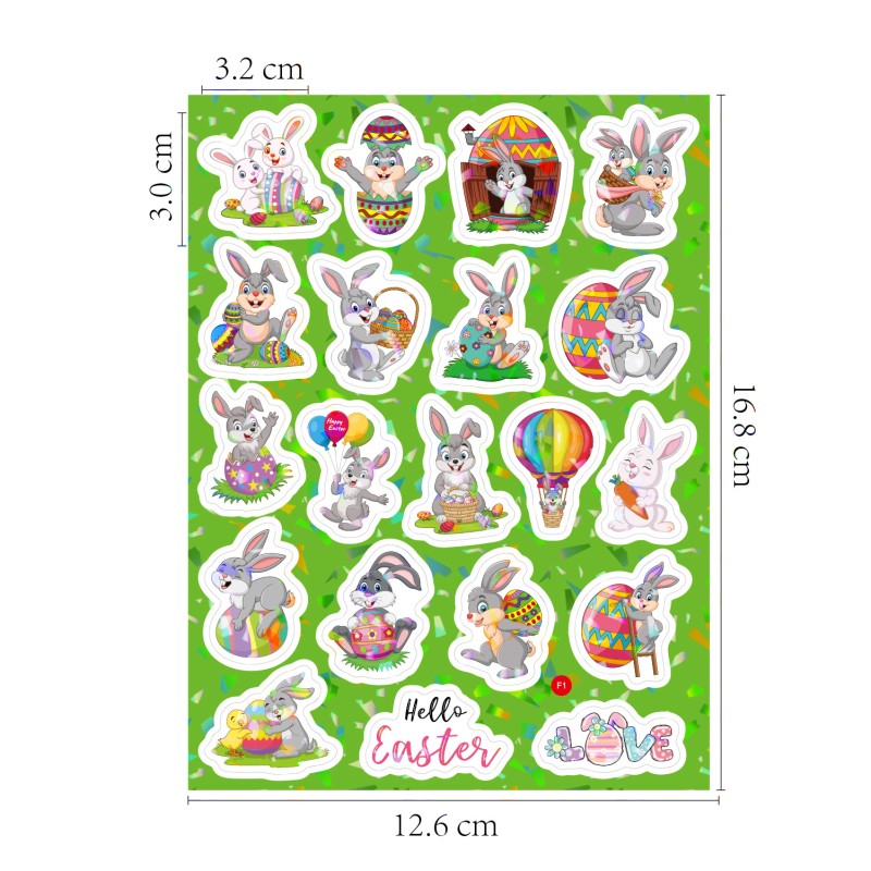 Easter Sticker Manufacturer - Holographic Egg Rabbit Decal