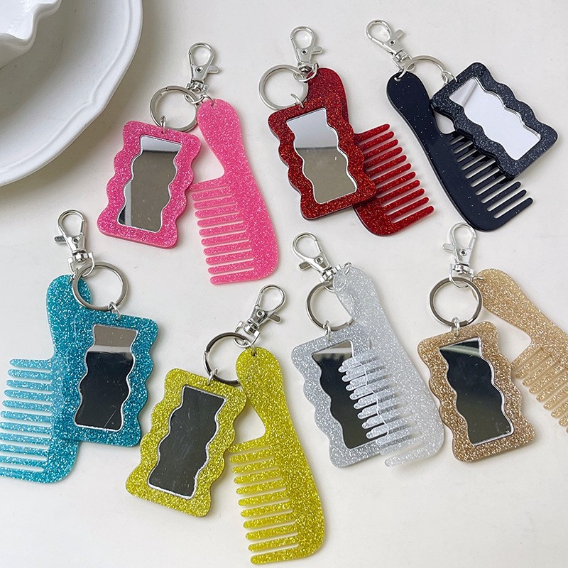 Comb Mirror Factory - Glitter Comb Keychain Makeup Tool