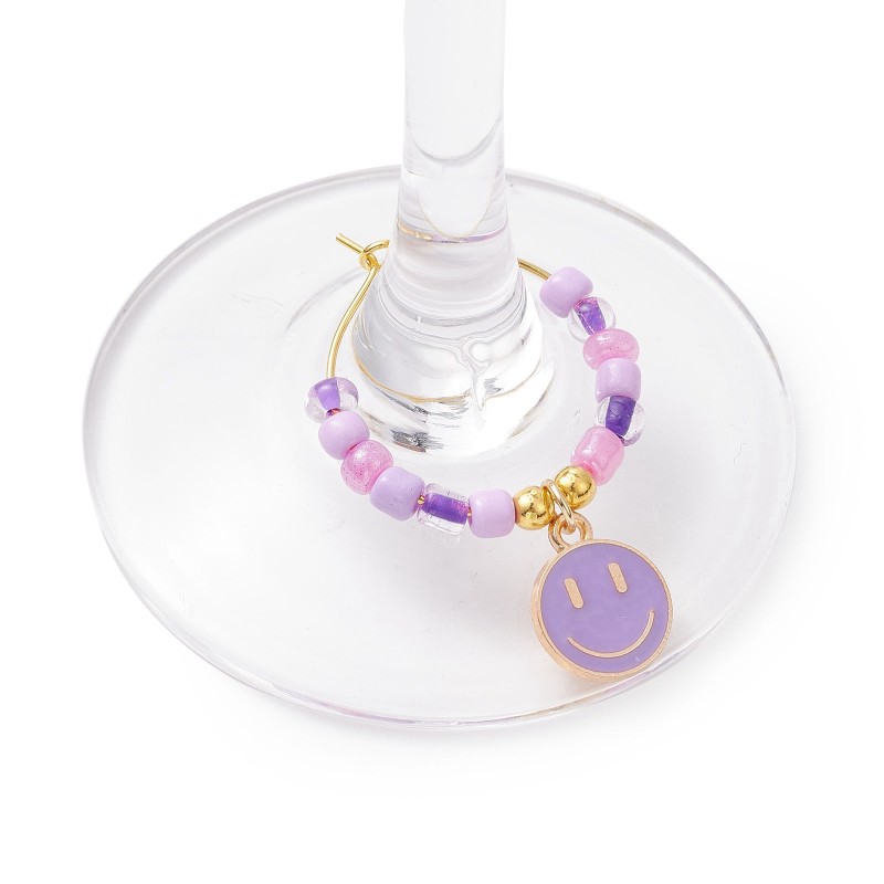 Wine Ring Factory - Smiling Face Bead Glass Charms