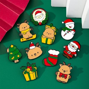 Christmas Brooch Manufacturer - Elk Santa Claus Badge