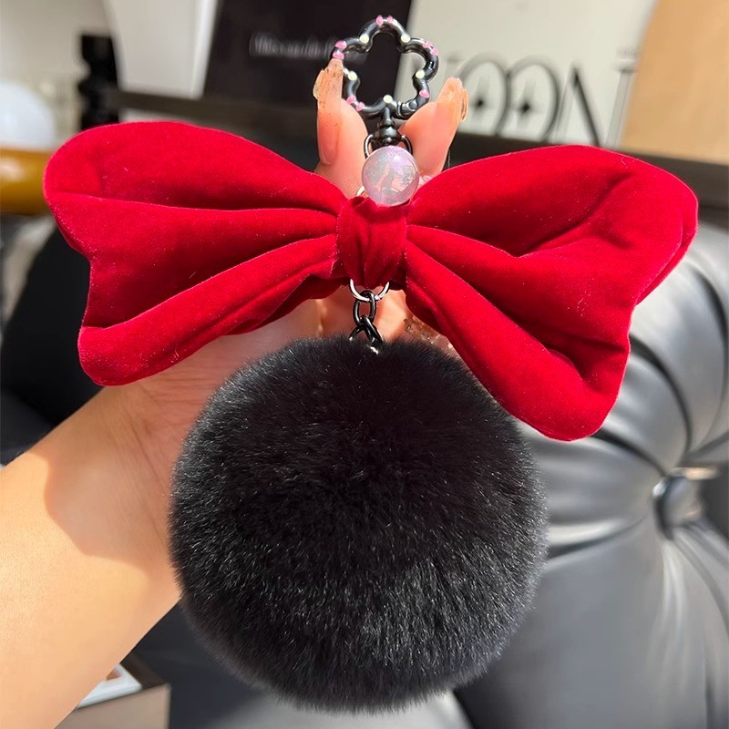 Bow Keychain Manufacturer - Faux Fur Pompom Bag Charm