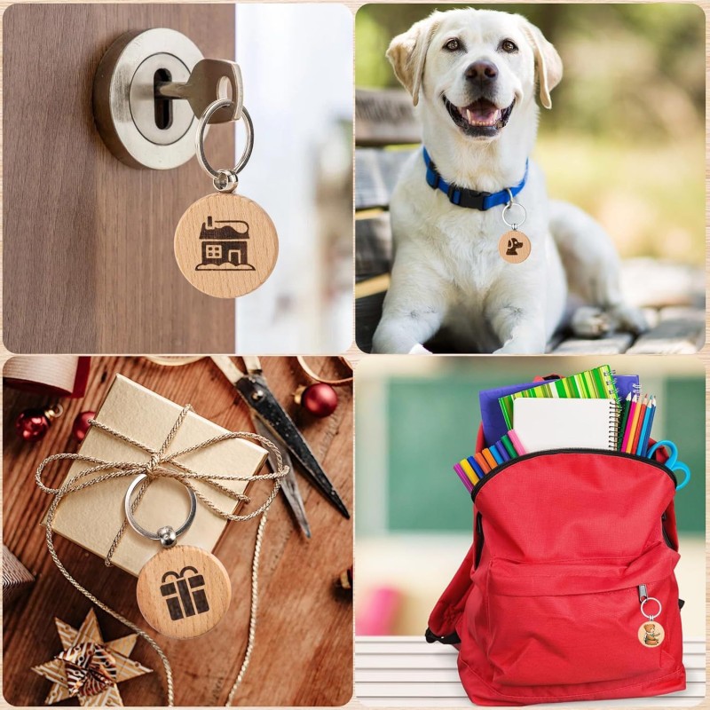 Wooden Keychain Factory - Round Laser Engraved Keyring