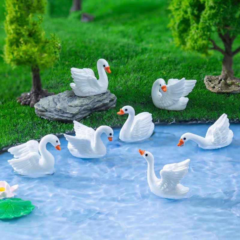 Swan Figurines Factory - OEM Custom White Resin Swans