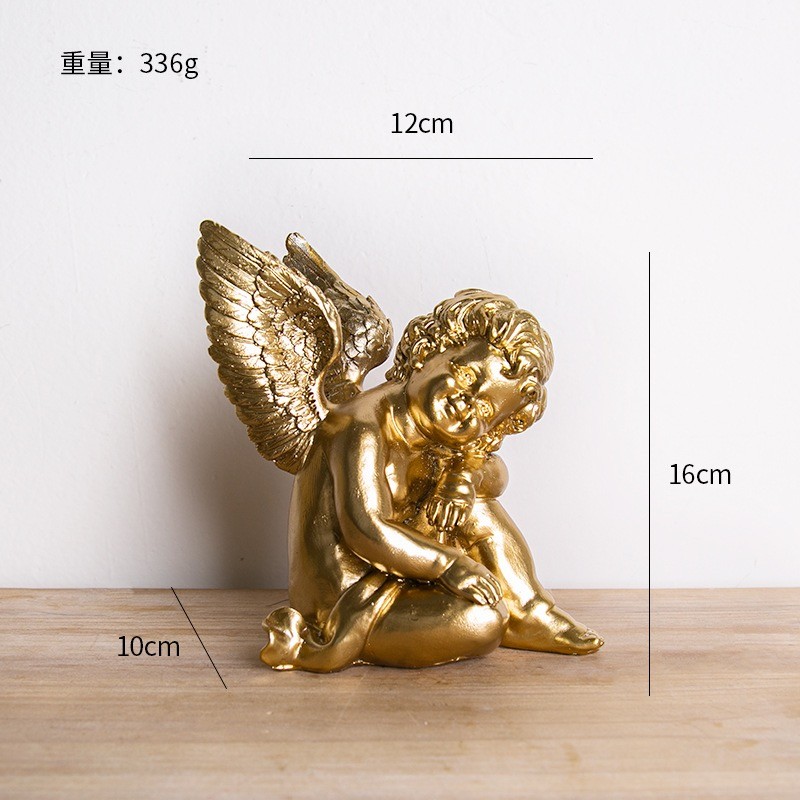 Cupid Sculpture Manufacturer - Golden Resin Angel Home Decor