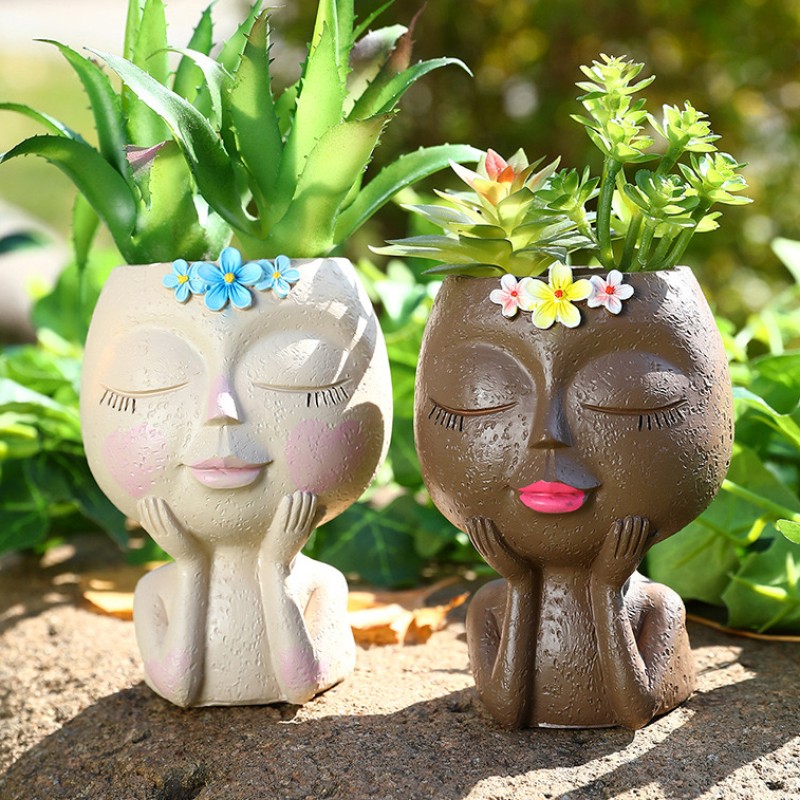 Face Planter Factory - Human Girl Flower Pot with Drainage