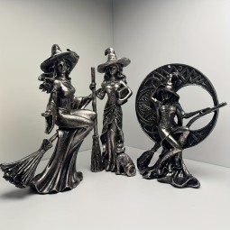 Witch Statue Factory - Broom Flying Witch Halloween Gift