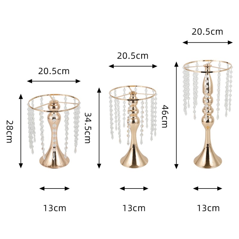 Flower Vase Stand Manufacturer - Tall Gold Crystal Wedding Centerpiece