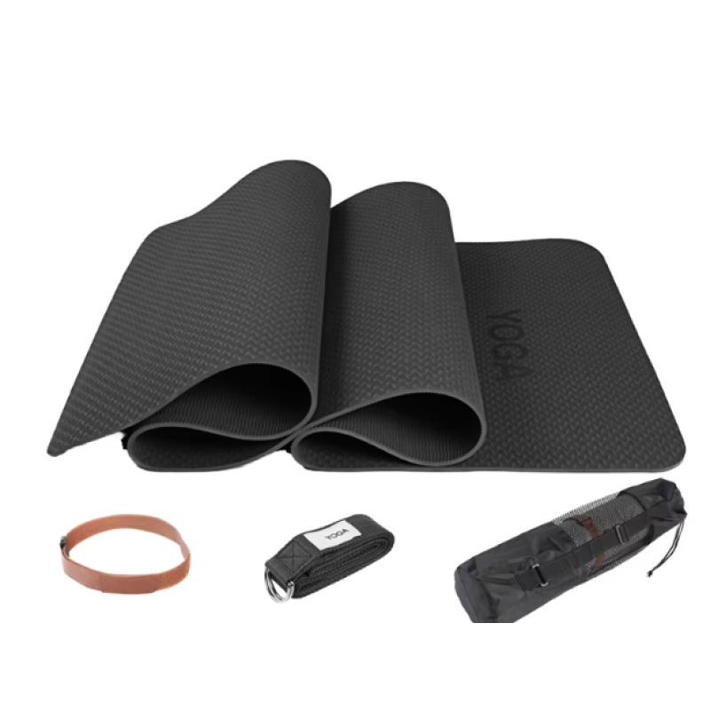 Yoga Mat Supplier - Black 6mm TPE Custom Logo Professional