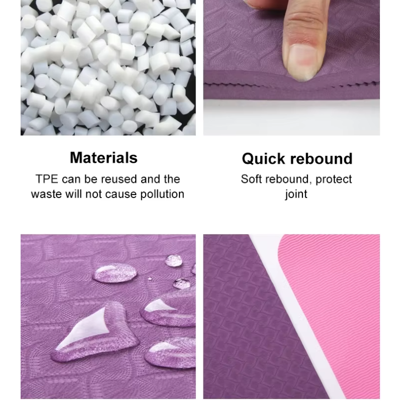 Yoga Mat Supplier - Black 6mm TPE Custom Logo Professional