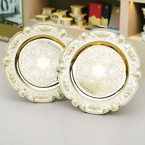 Charger Plates Supplier - Antique Gold Embossed Rim Decorative Plates