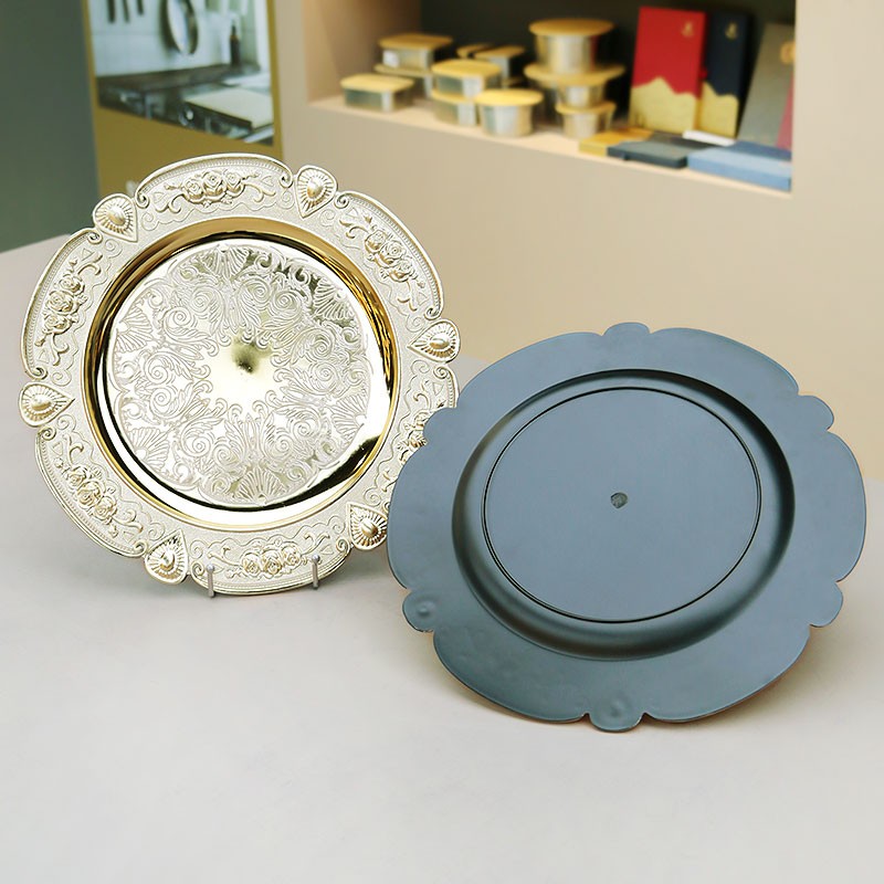 Charger Plates Supplier - Antique Gold Embossed Rim Decorative Plates