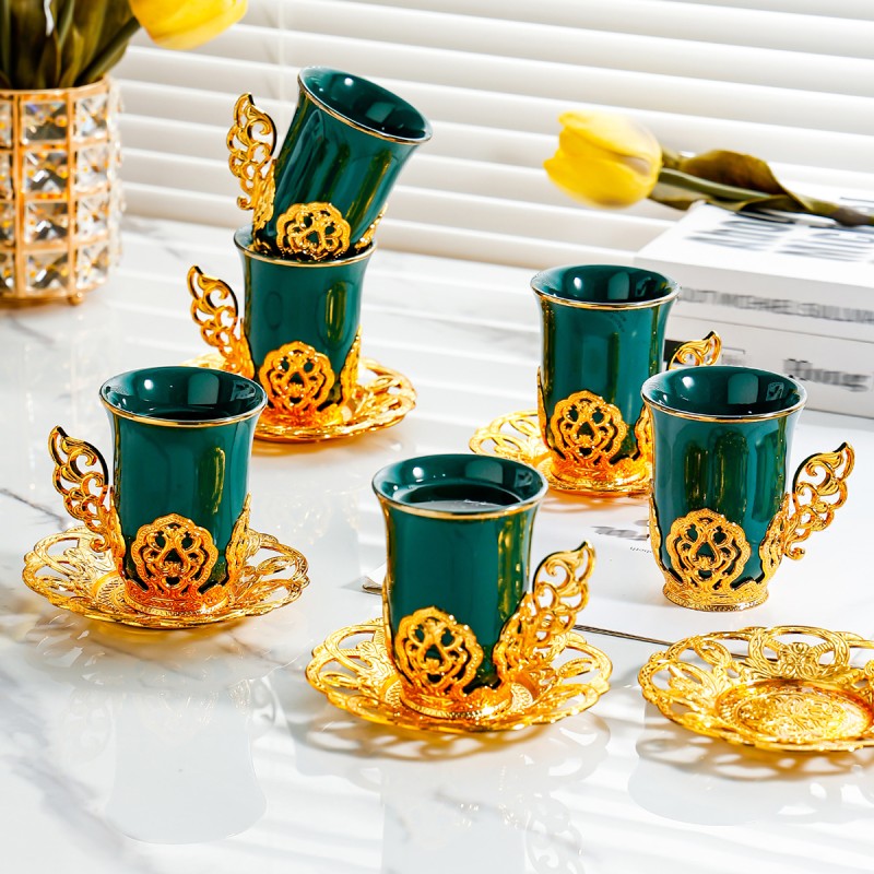 Tea Cup Set Supplier - Hot Selling Ceramic Turkish Cup Set for 6