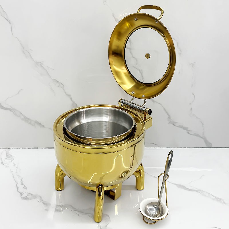 Food Warmer Supplier - Gold Silver Warm Soup Pot for Wedding Hotel