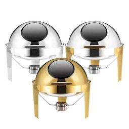 Chafing Dish Set Supplier - Stainless Steel Roll Top Gold Buffet Set