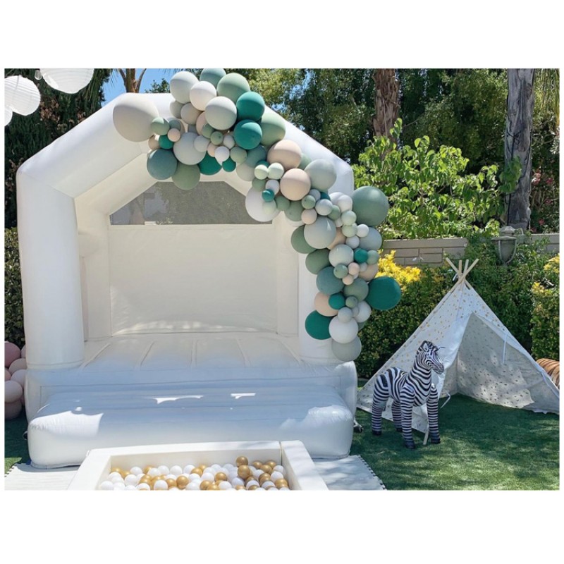 Bounce House Manufacturer - White Inflatable with Slide for Outdoor