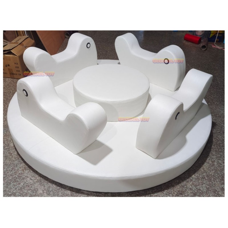 Play Area Supplier - White Soft Play Merry Go Round Set