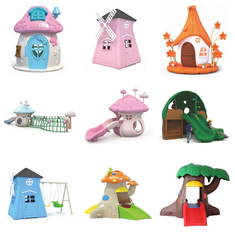 Playground Equipment Supplier - Tree Model Plastic Playhouse with Slide