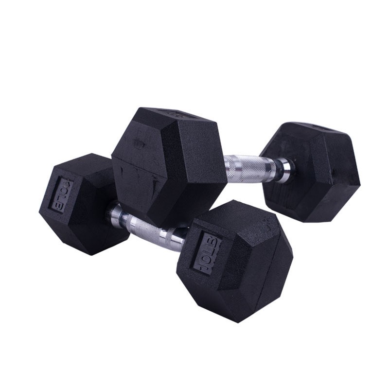 Dumbbell Factory - Chrome Cast Iron Hexagon Rubber