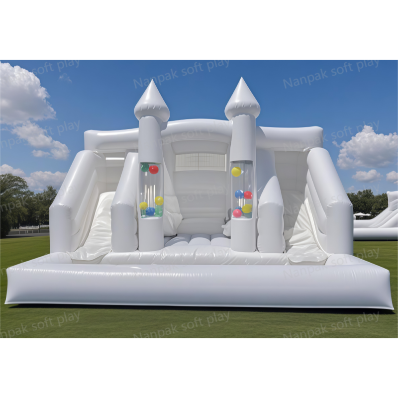 Bounce House Factory - Custom White Pink Balloon Jumper Castle