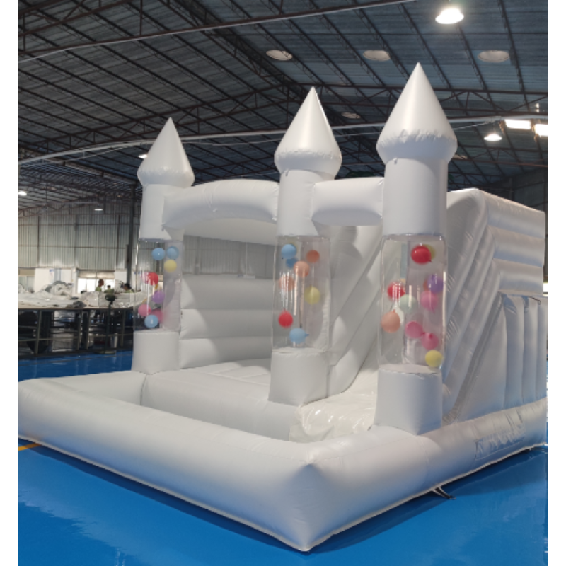 Bounce House Factory - Custom White Pink Balloon Jumper Castle
