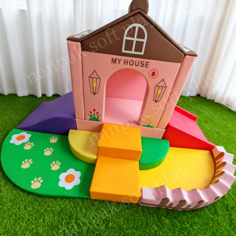 Playground Equipment Manufacturer - Farmyard House Slide Crawl Ball Pit