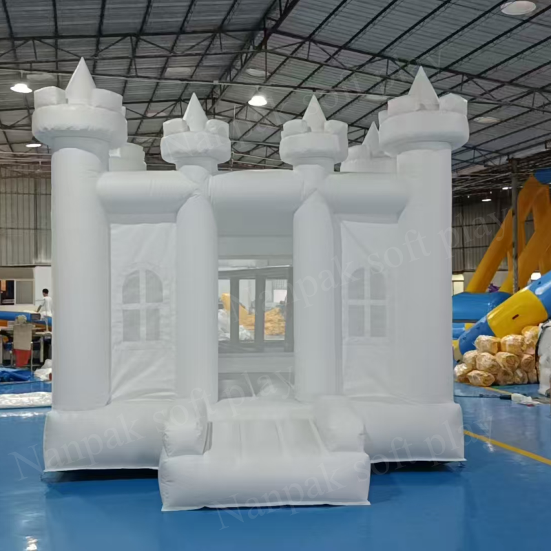 Bounce House Factory - White Inflatable Castle with Mini Slide