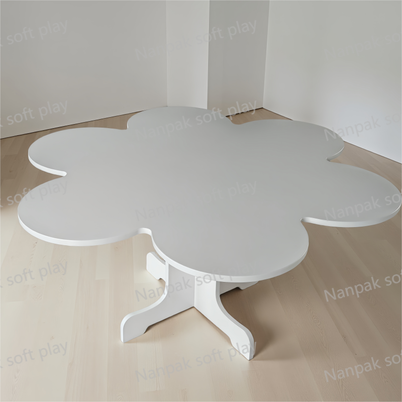 Wood Table Factory - White Plum Blossom Shape Kindergarten Table