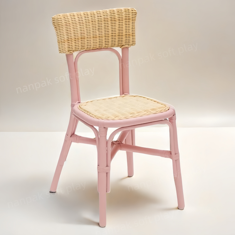 Rattan Chair Factory - Blue Pink Wicker Rattan Dining Bow Chairs