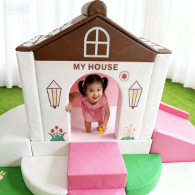 Playground Equipment Manufacturer - Farmyard House Slide Crawl Ball Pit