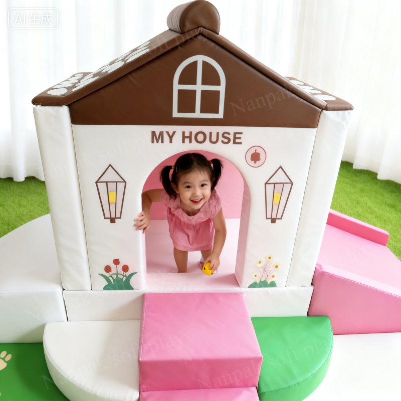 Playground Equipment Manufacturer - Farmyard House Slide Crawl Ball Pit