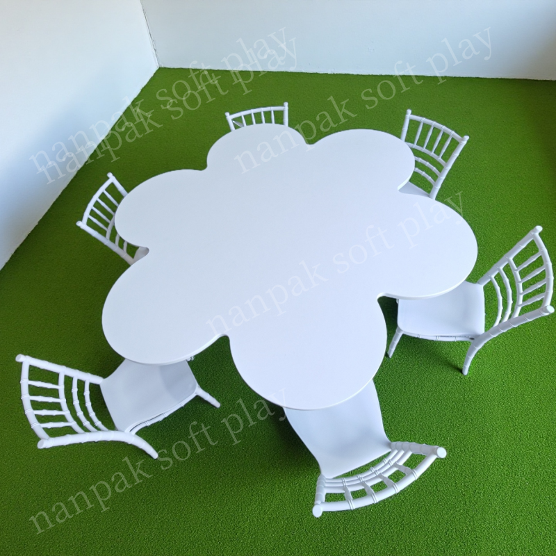 Wood Table Factory - White Plum Blossom Shape Kindergarten Table