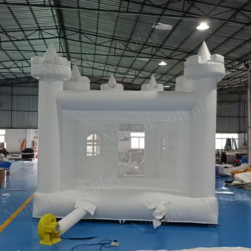 Bounce House Factory - White Inflatable Castle with Mini Slide