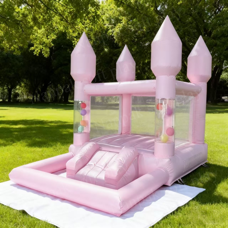 Inflatable Playground Manufacturer - Pink Bounce House with Slide