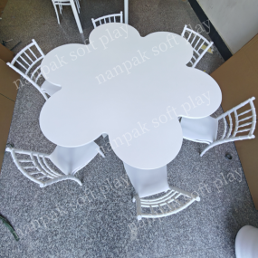 Wood Table Factory - White Plum Blossom Shape Kindergarten Table