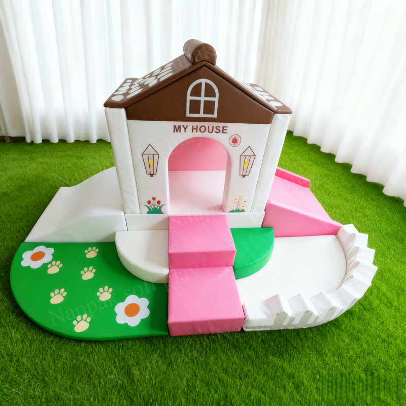 Playground Equipment Manufacturer - Farmyard House Slide Crawl Ball Pit