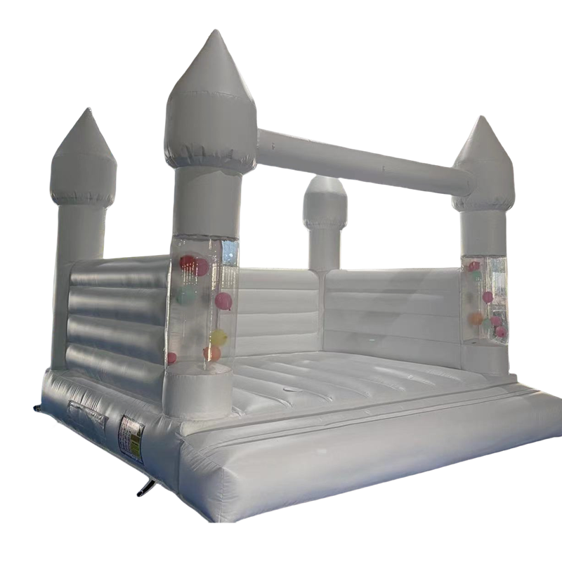 Bounce House Factory - Custom White Pink Balloon Jumper Castle