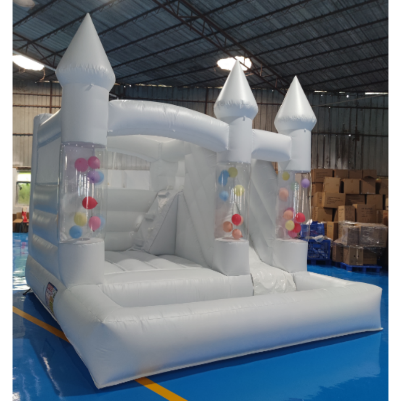Bounce House Factory - Custom White Pink Balloon Jumper Castle