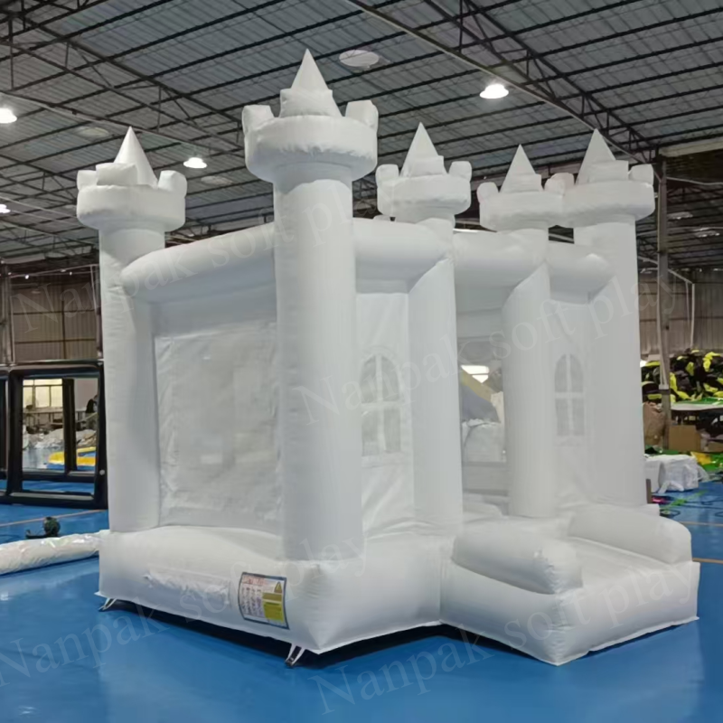 Bounce House Factory - White Inflatable Castle with Mini Slide