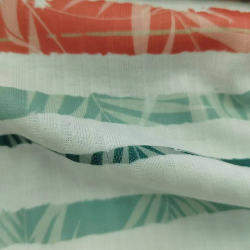 Rib Knit Fabric Supplier - 95% Polyester Cotton Feel Printed