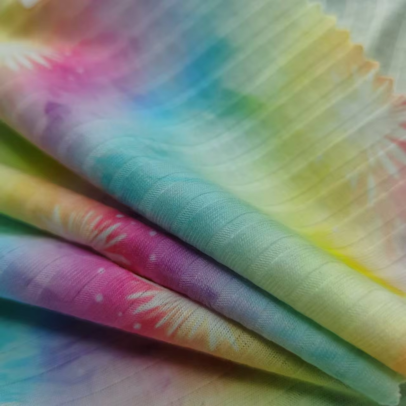 Rib Knit Fabric Supplier - 95% Polyester Cotton Feel Printed